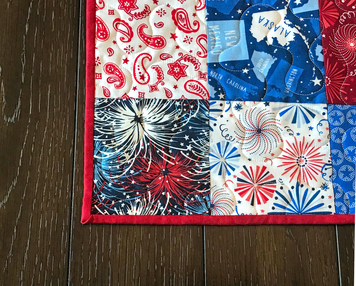 Patriotic Patchwork Table Runner - Handmade Quilts, Digital Patterns, and Home Décor items online - Cuddle Cat Quiltworks