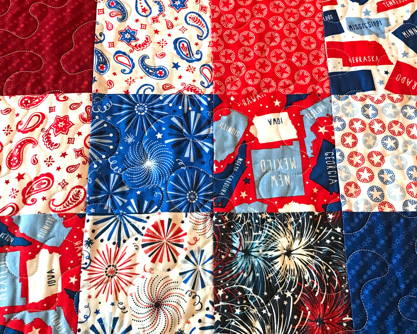 Patriotic Patchwork Table Runner - Handmade Quilts, Digital Patterns, and Home Décor items online - Cuddle Cat Quiltworks