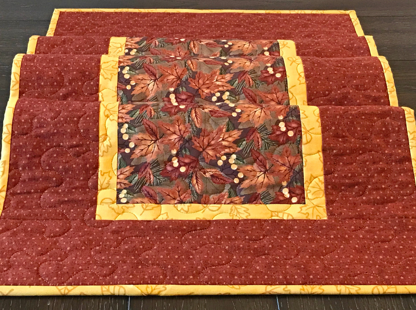 Fall or Autumn Leaves Table Runner - Handmade Quilts, Digital Patterns, and Home Décor items online - Cuddle Cat Quiltworks