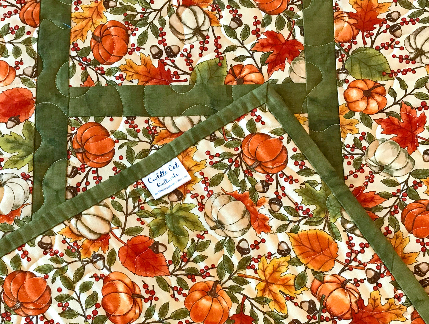 Fall Pumpkins Table Runner - Handmade Quilts, Digital Patterns, and Home Décor items online - Cuddle Cat Quiltworks
