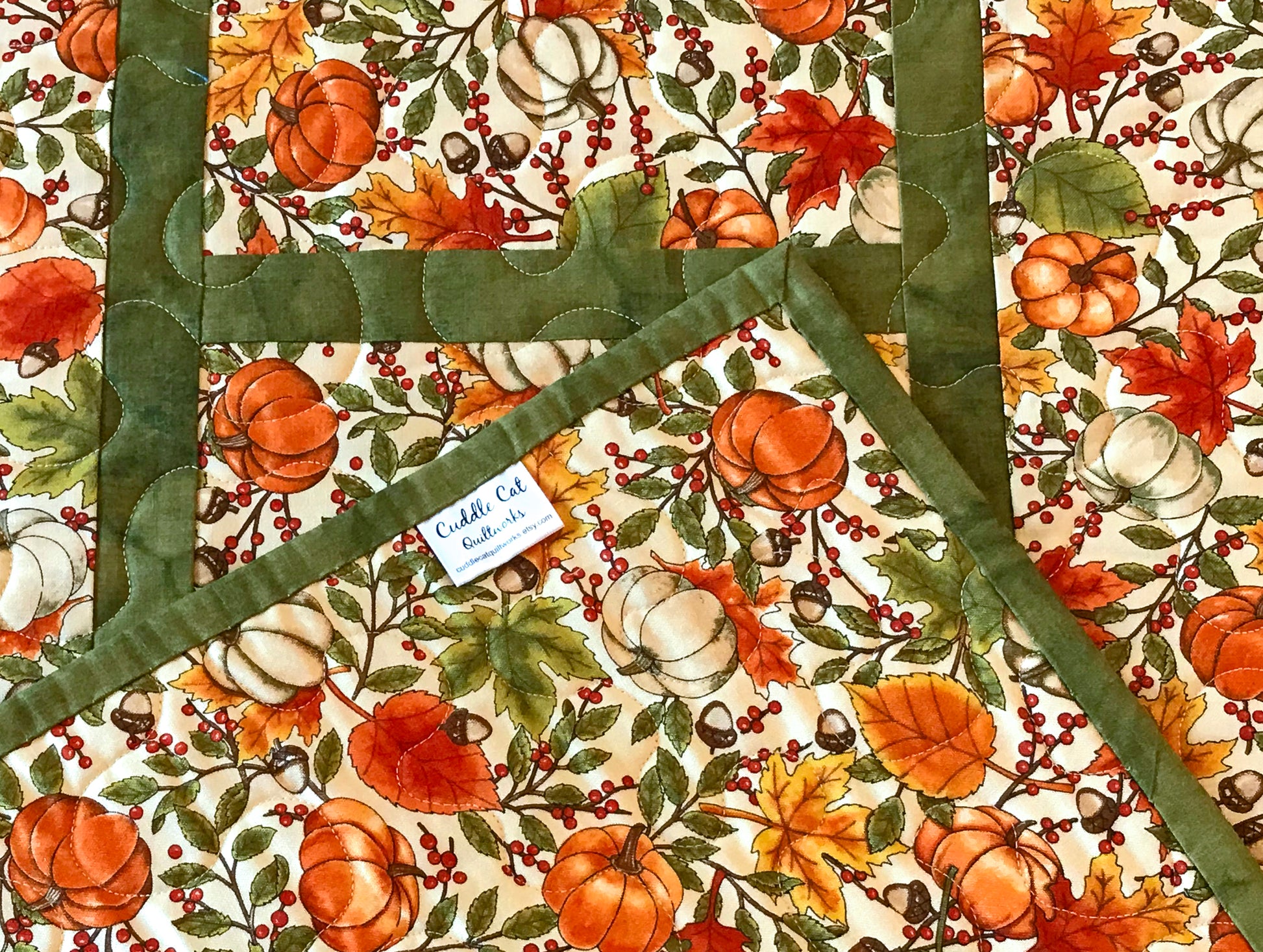 Fall Pumpkins Table Runner - Handmade Quilts, Digital Patterns, and Home Décor items online - Cuddle Cat Quiltworks