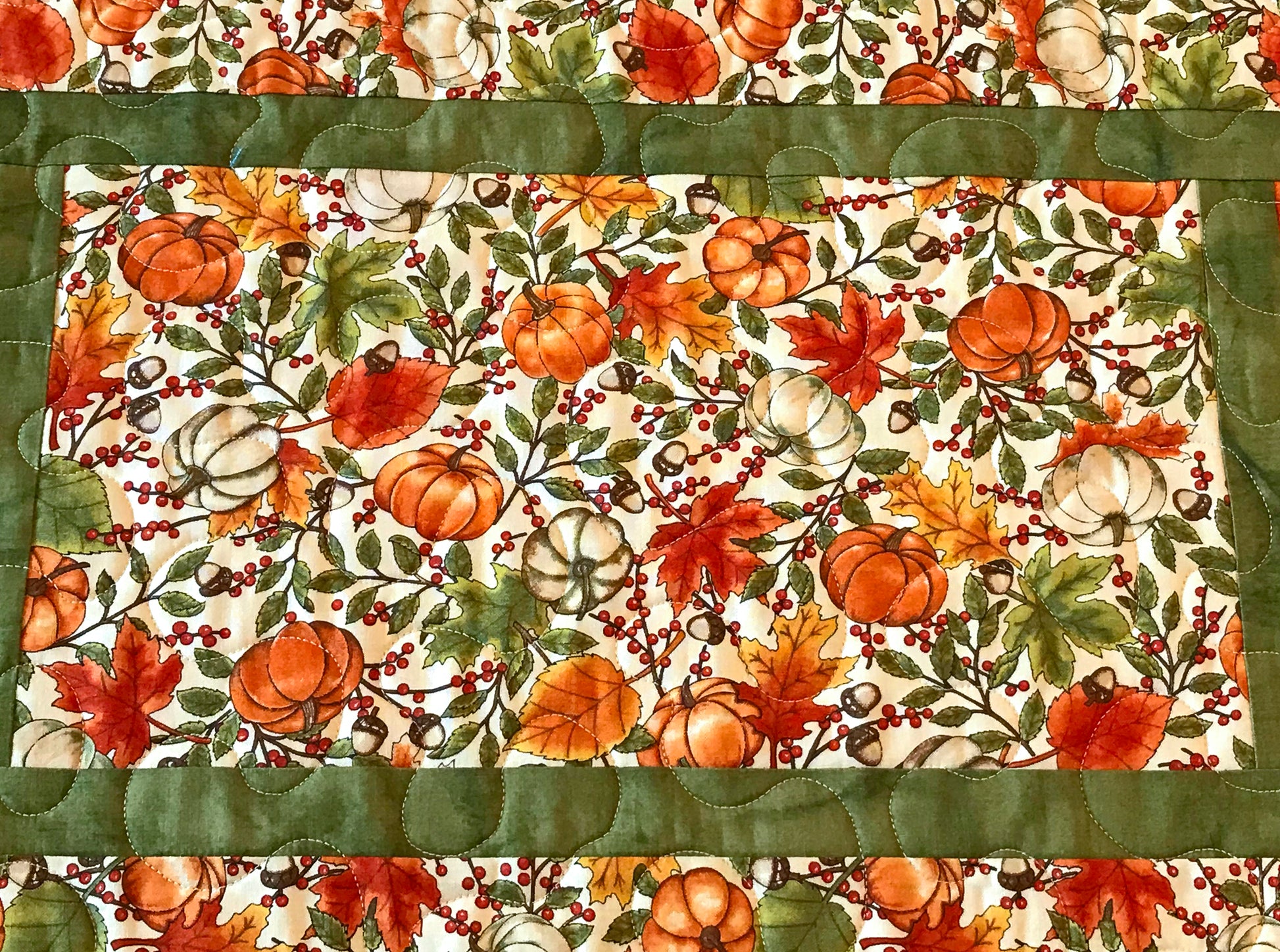 Fall Pumpkins Table Runner - Handmade Quilts, Digital Patterns, and Home Décor items online - Cuddle Cat Quiltworks