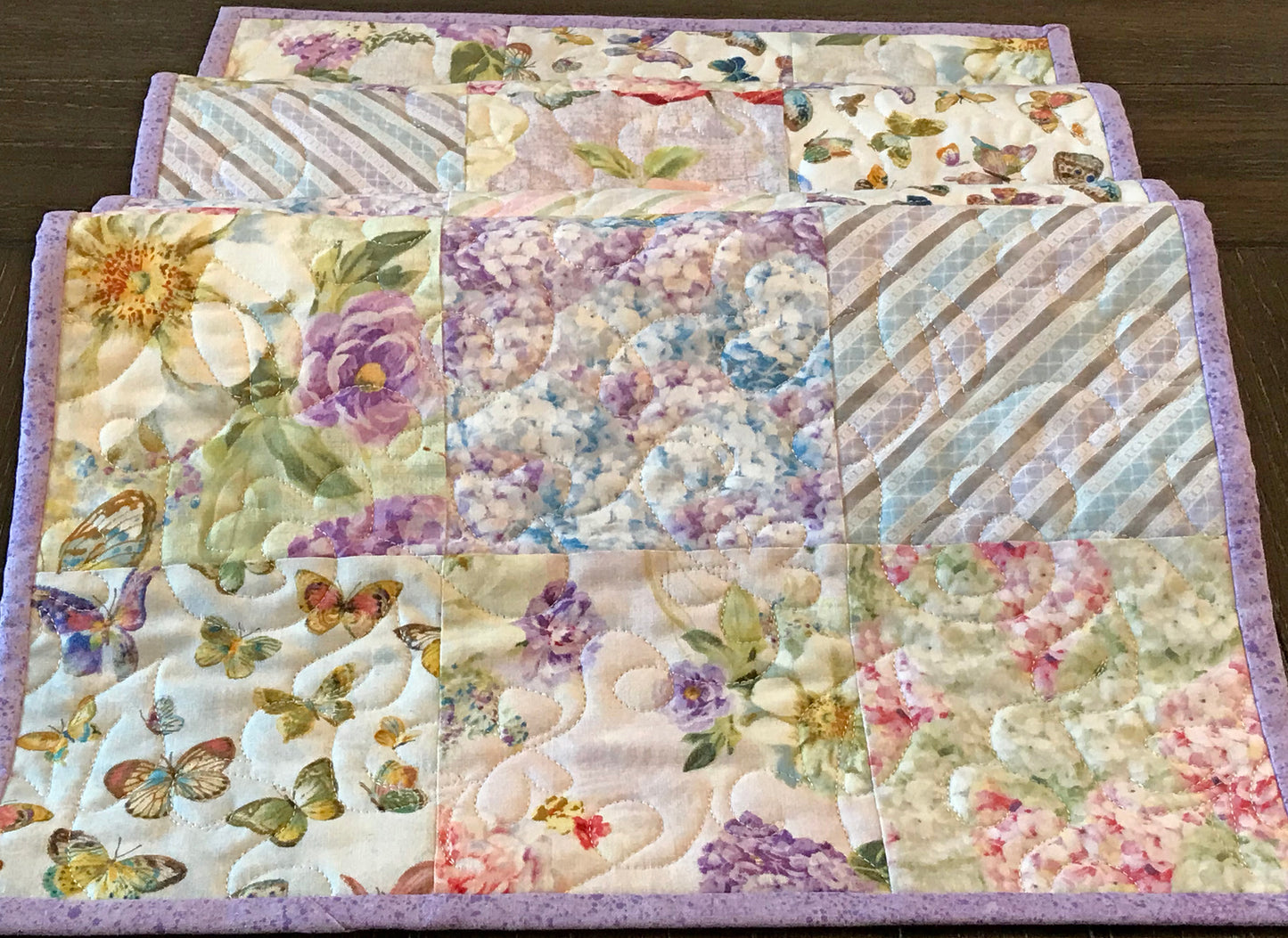 Butterfly Floral Patchwork Table Runner - Handmade Quilts, Digital Patterns, and Home Décor items online - Cuddle Cat Quiltworks