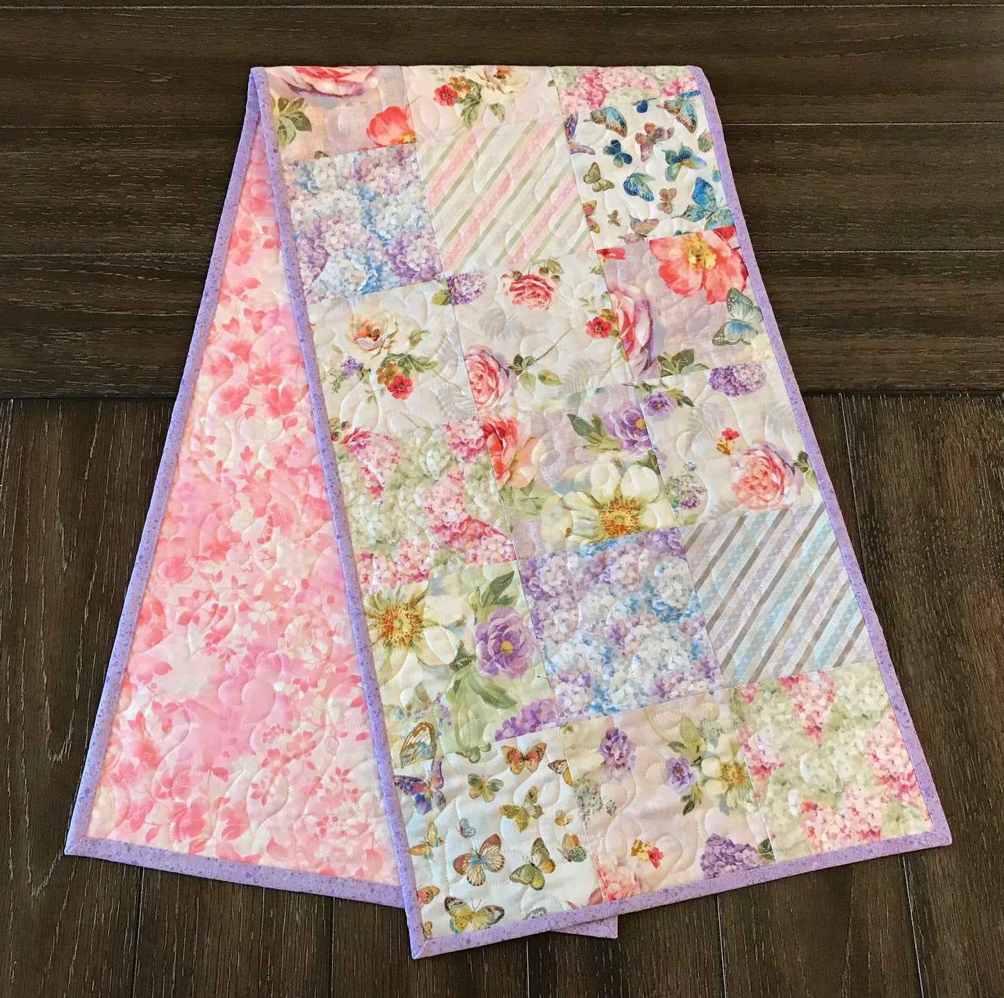 Butterfly Floral Patchwork Table Runner - Handmade Quilts, Digital Patterns, and Home Décor items online - Cuddle Cat Quiltworks