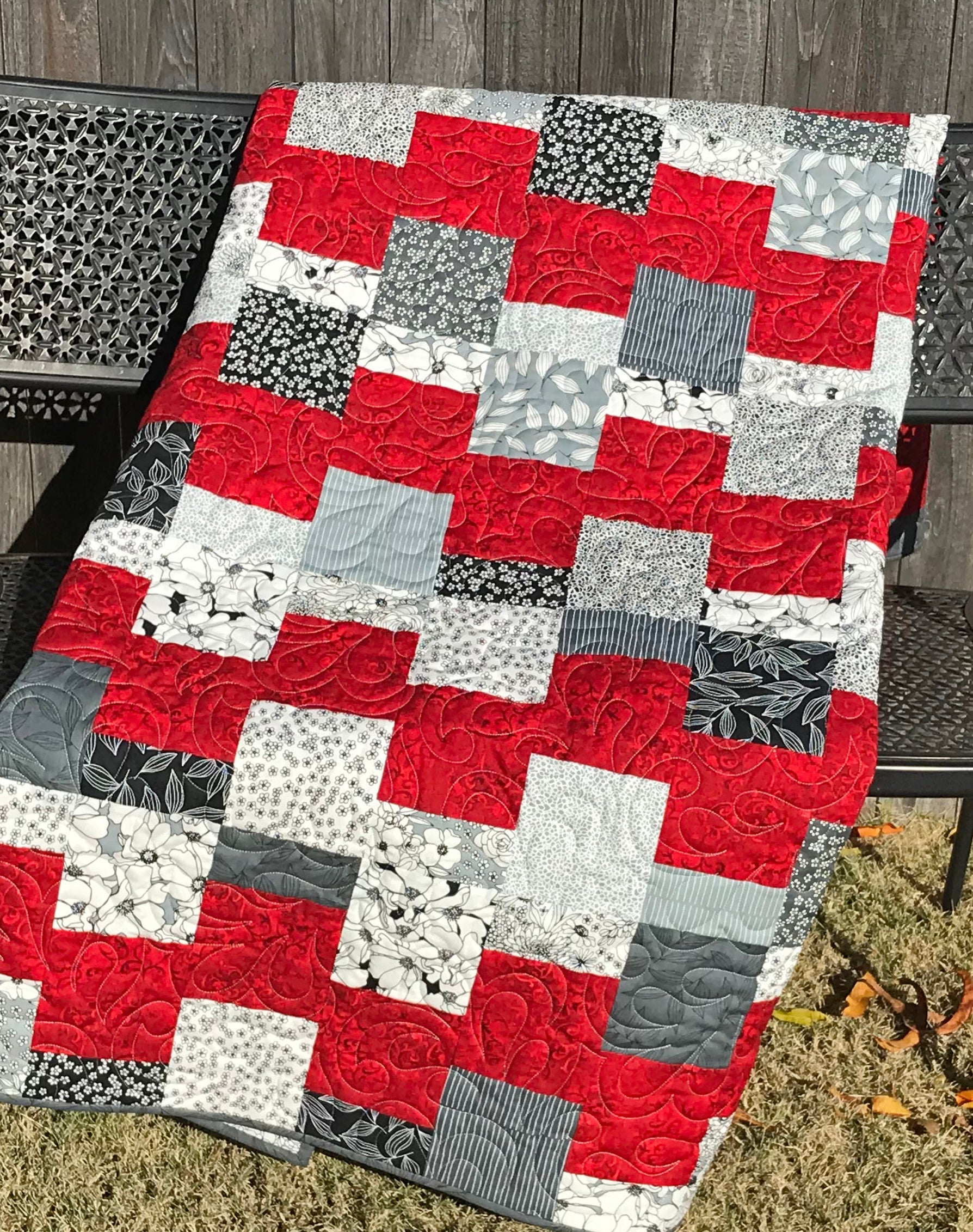 Stair Steppin' Quilt Pattern in Four Size Options - Digital Quilt Pattern - Handmade Quilts, Digital Patterns, and Home Décor items online - Cuddle Cat Quiltworks