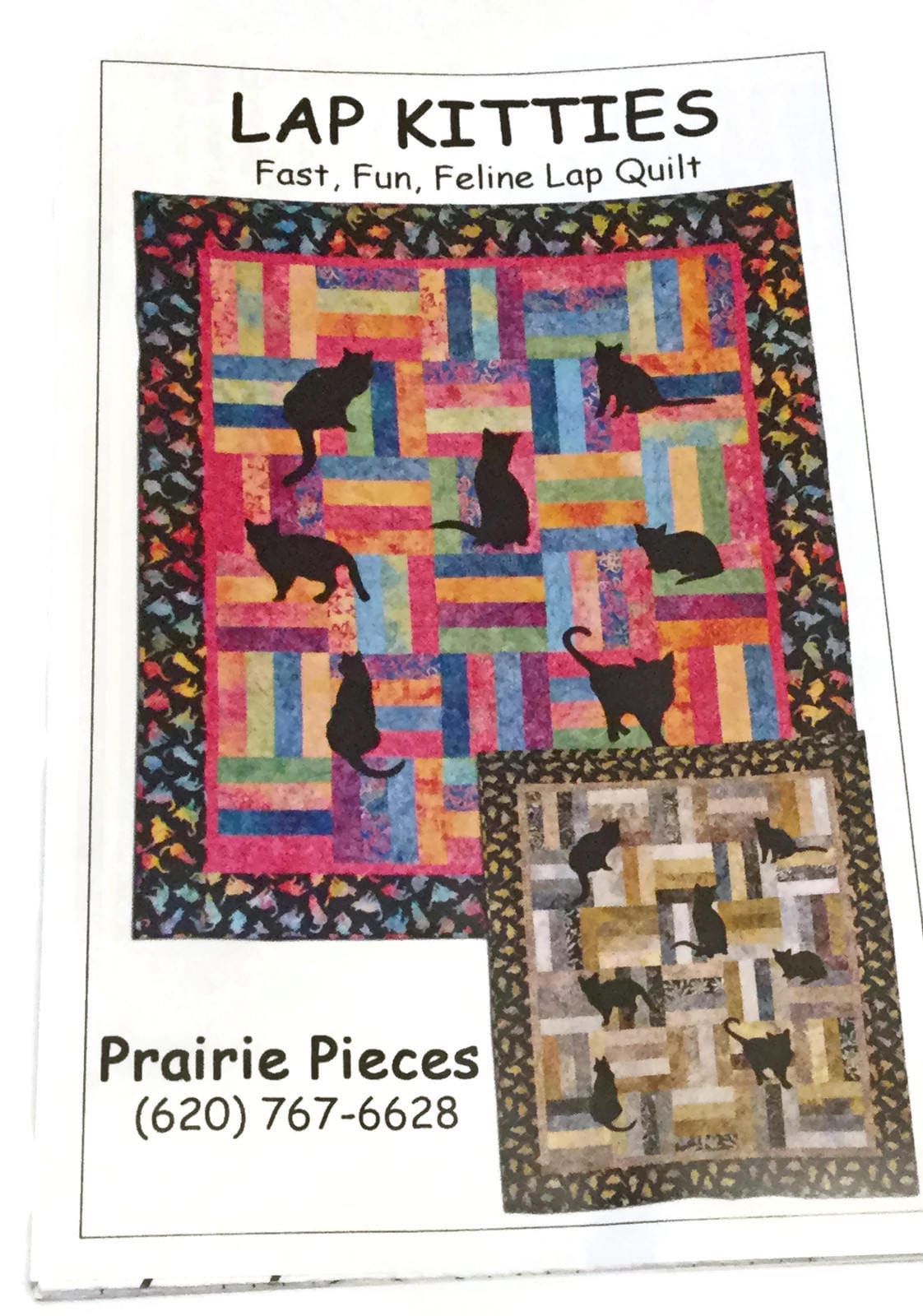 Lap Kitties Quilt Pattern from Prairie Pieces, Cat Applique Quilt Pattern, Gift for Quilter, Fat Quarter Quilt Pattern, Easy Quilt Pattern