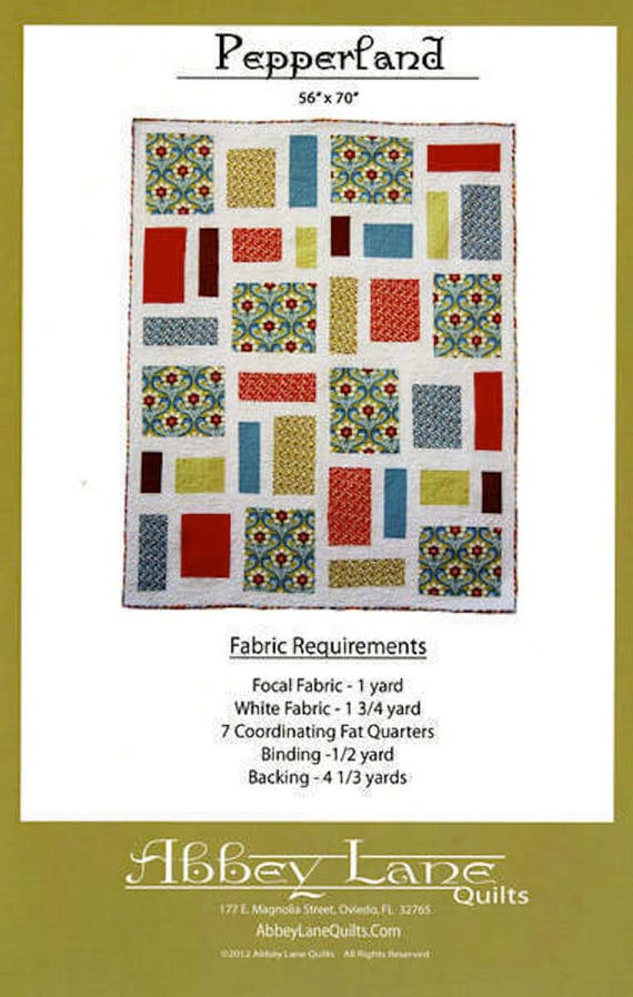 Pepperland Quilt Pattern from Abbey Lane Quilts ALQ-178, Fat Quarter Friendly Pattern, Easy Beginner Quilt Pattern, Lap Quilt Pattern
