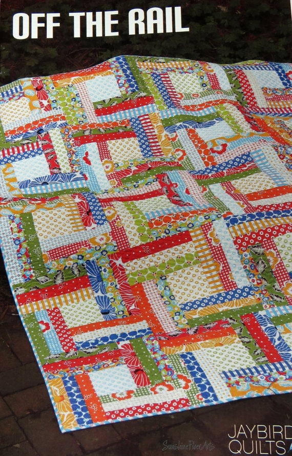 Off the Rail Quilt Pattern - Jaybird Quilts JBQ-110, Fat Quarter Friendly Quilt Pattern, Four Quilt Sizes Included, Modern Quilt Pattern