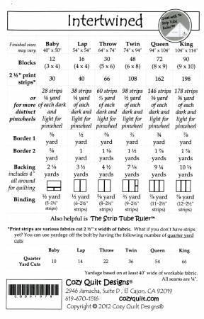 Intertwined Quilt Pattern - Cozy Quilt Design CQD01078, Jelly Roll Quilt Pattern, Strip Tube Ruler Pattern