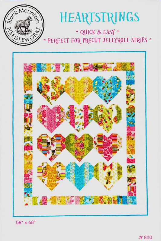 Heartstrings Quilt Pattern - Black Mountain Needleworks 820, Jelly Roll Friendly Quilt Pattern, Heart Quilt Pattern