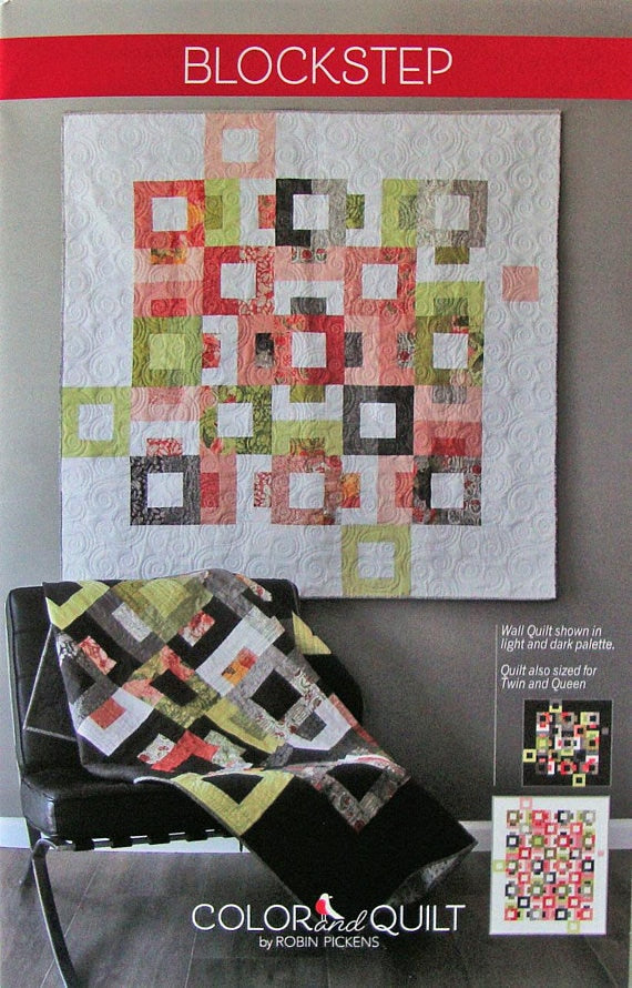 Blockstep Quilt Pattern - Robin Pickens RPQP-BS104, Jelly Roll Quilt Pattern - Fat Quarter Friendly Quilt Pattern - Modern Quilt Pattern