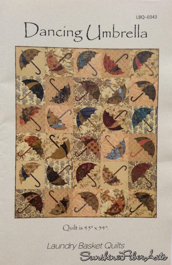 Dancing Umbrella Quilt Pattern - Laundry Basket Quilts - LBQ-0343-P, Applique Quilt Pattern
