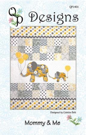 Mommy & Me Quilt Pattern - QP Designs QP1401, Baby or Toddler Quilt Pattern - Charm Square Friendly Pattern - Elephants Quilt Pattern