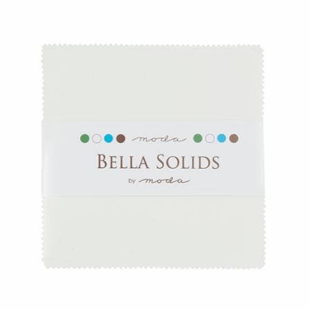Bella Solids White Charm Pack - Moda 9900PP-98, 42 - 5" Fabric Squares - White Pre-Cut 5 Inch Squares, White Charm Pack