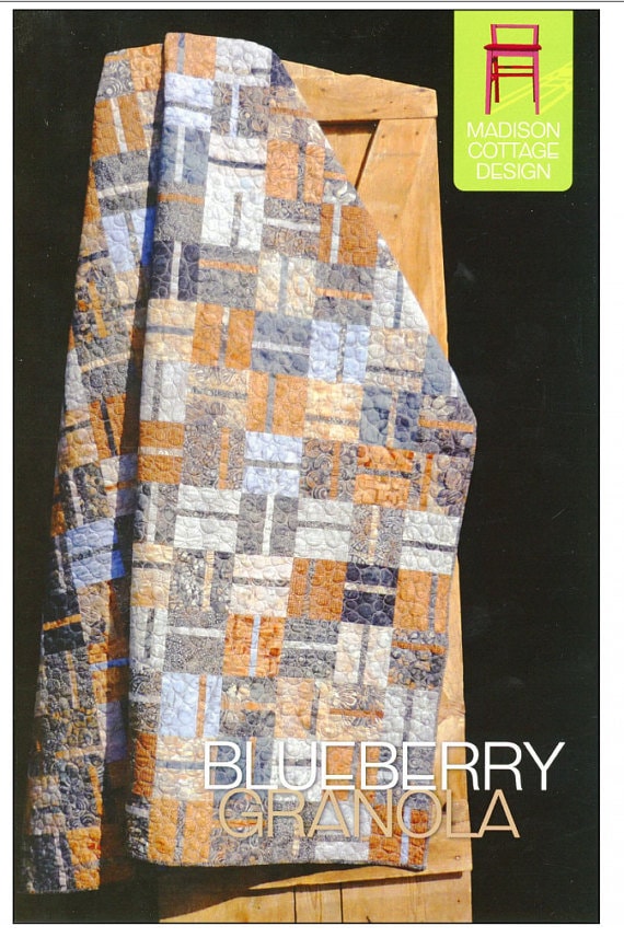 Blueberry Granola Quilt and Table Runner Pattern - Madison Cottage Design MCD-BG-105, Charm Square Friendly Quilt Pattern in Three Sizes