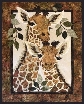 Sweet Hearts Giraffe Art Quilt Pattern by Toni Whitney Design SH032, Raw Edge Fusible Applique Art Quilt Pattern, Giraffe Art Quilt Pattern