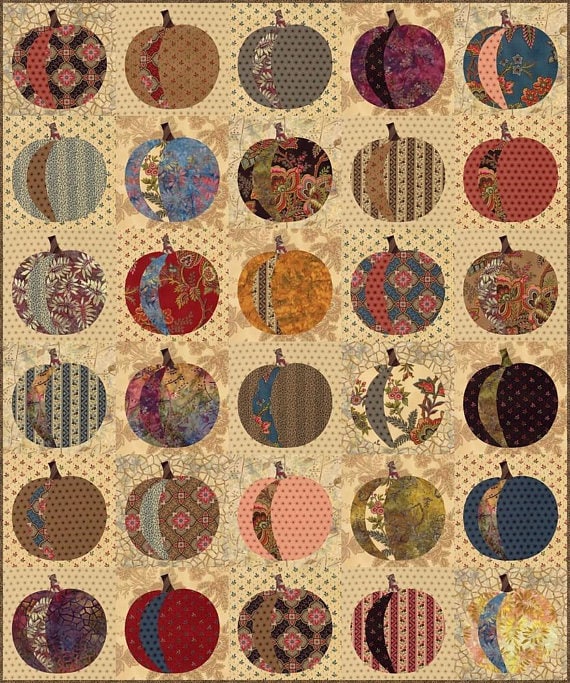 Pumpkins Quilt Pattern - Laundry Basket Quilts - LBQ-0584-P, Applique Quilt Pattern