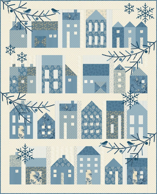 Winter Village Quilt Pattern - Laundry Basket Quilts - LBQ-0634-P, Applique Houses Quilt Pattern