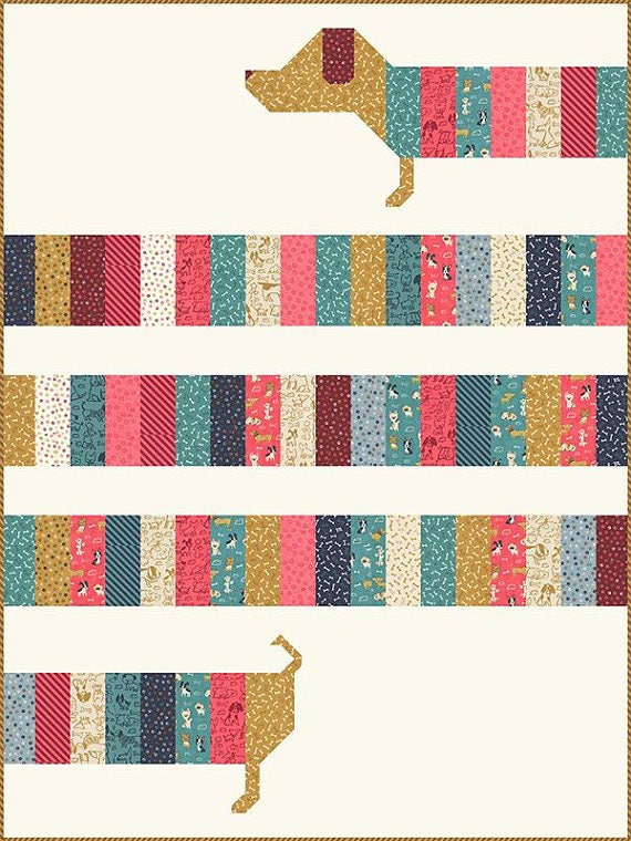 All Wrapped Up Quilt Pattern - Stacy Iest Hsu SIH004, - Dachshund Quilt Pattern, Dog Quilt Pattern