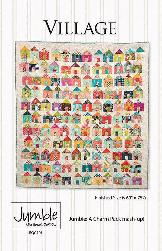 Village Quilt Pattern - Jumble Miss Rosie's Quilt Co RQC701, Charm Pack Quilt Pattern - House Quilt Pattern
