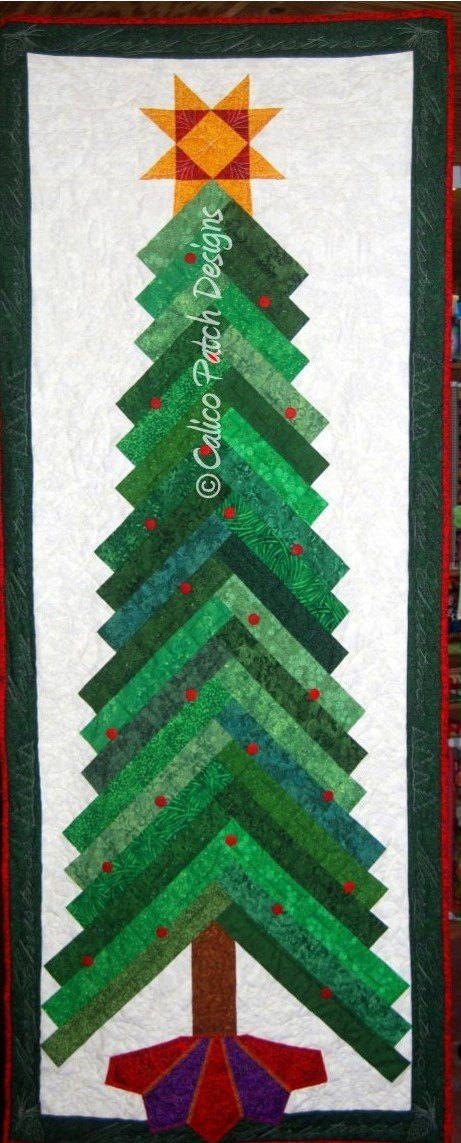 Christmas Tree Braid Quilt Pattern - Calico Patch Designs CP213, Jelly Roll Christmas Tree Pattern, Christmas Tree Wall Quilt Pattern