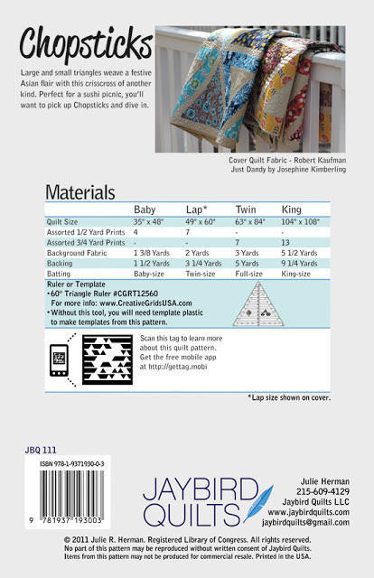 Chopsticks Quilt Pattern - Jaybird Quilts JBQ-111, Four Quilt Sizes Included, Modern Quilt Pattern