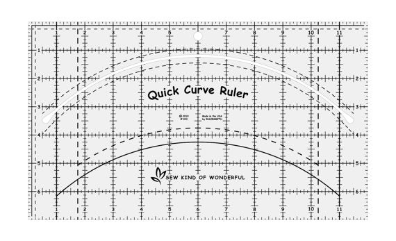 Quick Curve Ruler by Sew Kind of Wonderful SKW-QCR, Acrylic Quilting Ruler for Curved Piecing