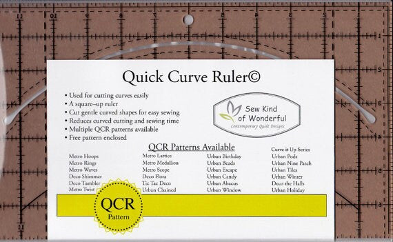 Quick Curve Ruler by Sew Kind of Wonderful SKW-QCR, Acrylic Quilting Ruler for Curved Piecing