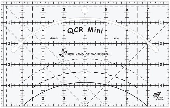 Mini Quick Curve Ruler by Sew Kind of Wonderful - QCRMINI, Acrylic Quilting Ruler for Curved Piecing