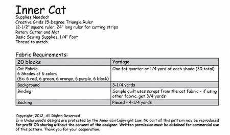 Inner Cat Quilt Pattern - Erin Underwood Quilts EUQ107, Cat Quilt Pattern - Fat Quarter Friendly Lap Quilt Pattern, Cat Lover Quilt Pattern