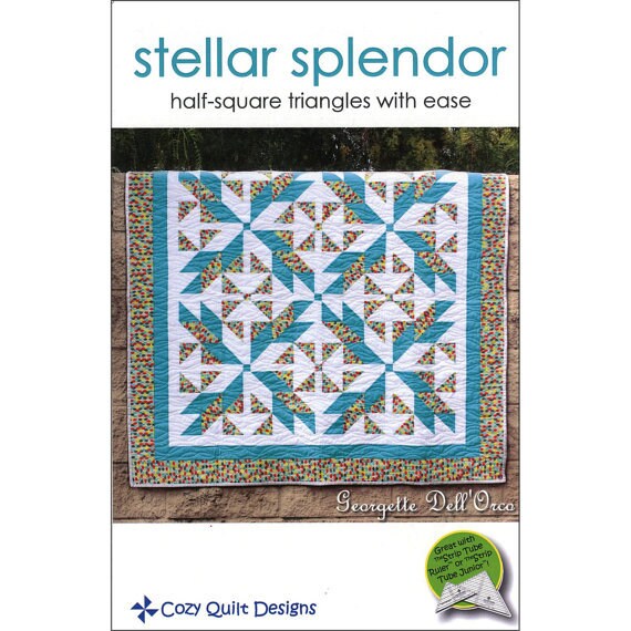 Stellar Splendor Quilt Pattern - Cozy Quilt Designs, Jelly Roll Quilt Pattern - Modern Star Quilt Pattern - Strip Tube Ruler Pattern
