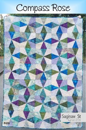 Compass Rose Quilt Pattern - Saginaw St Quilts SSQ439, Diamond Wedge Quilt Pattern - Scrap Friendly Quilt Pattern