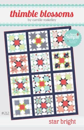 Star Bright Quilt Pattern - Camille Roskelley for Thimble Blossoms 212, Fat Quarter Friendly Quilt Pattern - Star Quilt Pattern