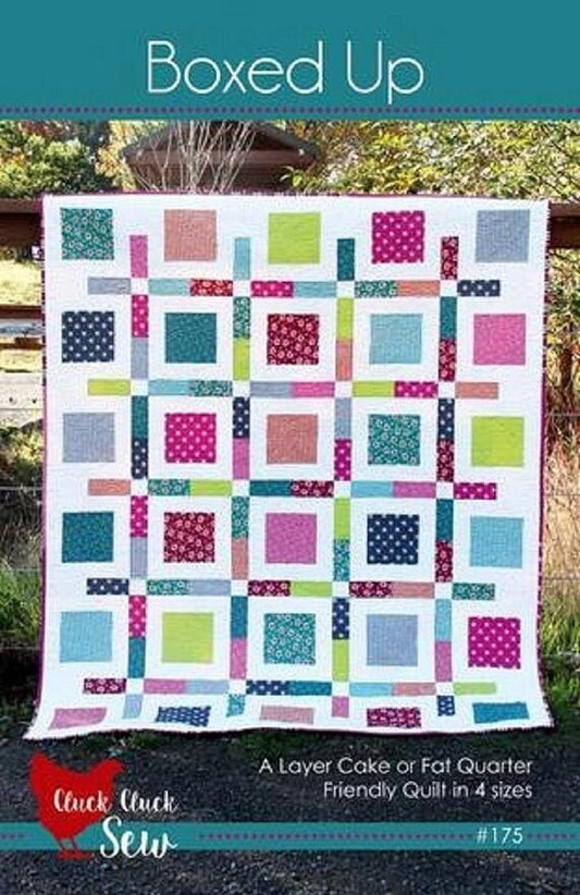 Boxed Up Quilt Pattern - Cluck Cluck Sew 175, Fat Quarter Friendly and Layer Cake Friendly Quilt Pattern in Four Sizes