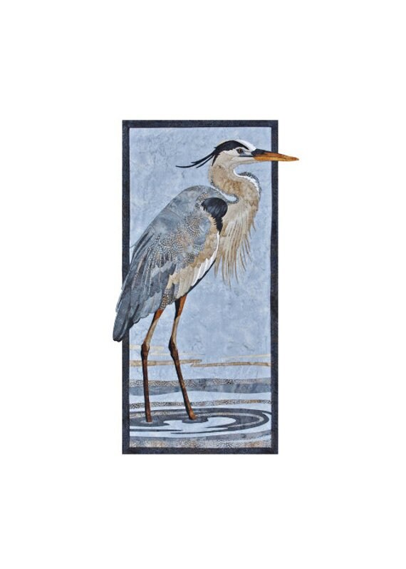 Great Blue Heron Art Quilt Pattern - Toni Whitney Design GBH022TW, Raw Edge Fusible Applique Art Quilt Pattern