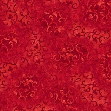 Red Scroll Fabric Wilmington Essentials 89025-333, Red Blender Fabric, Red Tonal Fabric, Red Scroll Christmas Fabric, By the Yard