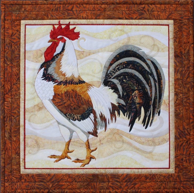 All Gussied Up Rooster Art Quilt Pattern - Toni Whitney Design AGU026, Raw Edge Fusible Applique Art Quilt Pattern