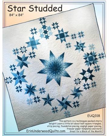 Star Studded Quilt Pattern - Erin Underwood Quilts EUQ318, Modern Lone Star Quilt Pattern, Full Queen Quilt Pattern, Star Quilt Pattern