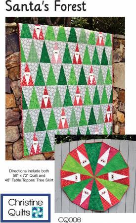 Santa's Forest Quilt & Tree Skirt Pattern - Christine Quilts CQ006, Christmas Quilt Pattern, Tree Skirt Pattern, Santa Quilt Pattern
