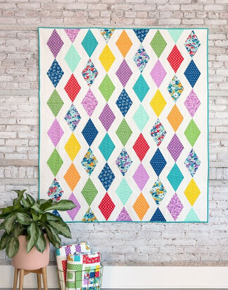Cascade Quilt Pattern - Cluck Cluck Sew 170, Fat Quarter Friendly Quilt Pattern in Two Sizes, Diamond Quilt Pattern, Easy Quilt Pattern