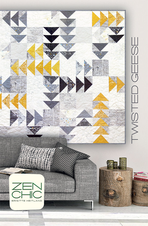 Twisted Geese Quilt Pattern by Zen Chic ZC-TWQP, Flying Geese Quilt Pattern - Modern Quilt Pattern - Layer Cake Friendly Quilt Pattern