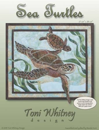 Sea Turtles Art Quilt Pattern by Toni Whitney Design ST019TW, Raw Edge Fusible Turtle Applique Art Quilt Pattern
