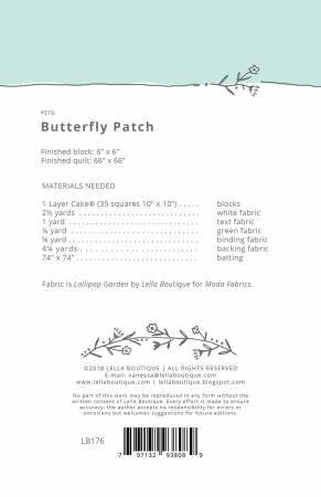 Butterfly Patch Quilt Pattern - Lella Boutique 176, Butterfly Quilt Pattern - Layer Cake Friendly Quilt Pattern - Throw Quilt Pattern