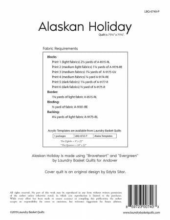 Alaskan Holiday Quilt Pattern - Laundry Basket Quilts LBQ-0740-P, Christmas Star Quilt Pattern, Fat Quarter Fat Eighth Friendly