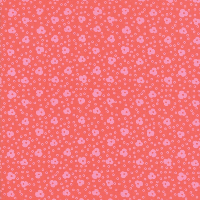 Botanica Geranium Fabric - Moda 11845-14, Orange and Pink Blender Fabric - Orange Floral Fabric - By the Yard