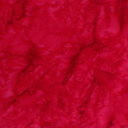 Hoffman Batik Bali Watercolor Red 1895-H5, Red Batik Blender, Red Batik Marbled Fabric, Cotton Batik Fabric, By the Yard