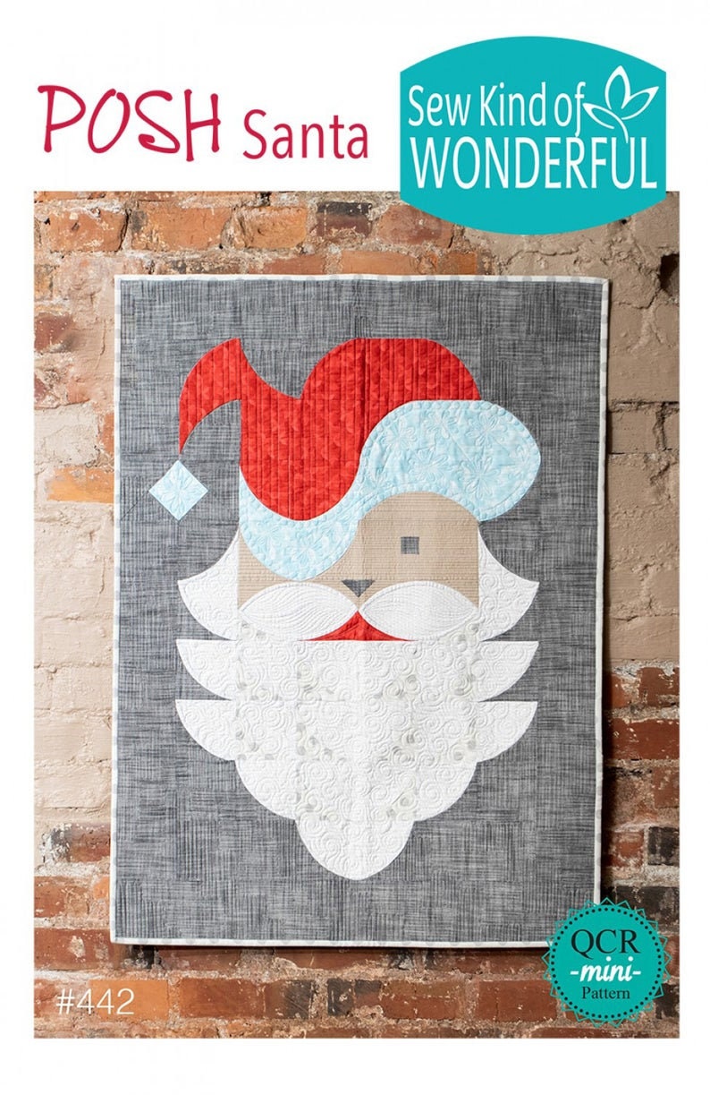 Posh Santa Quilt Pattern - Sew Kind of Wonderful 442, Christmas Quilt Pattern, Santa Wall Quilt Pattern, Christmas Wall Quilt Pattern