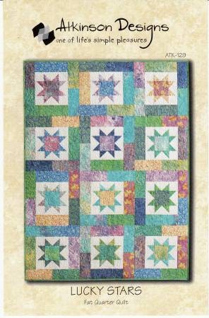 Lucky Stars Quilt Pattern - Atkinson Designs ATK-129, Star Quilt Pattern, Fat Quarter Friendly Pattern, Easy Quilt Pattern in Five Sizes