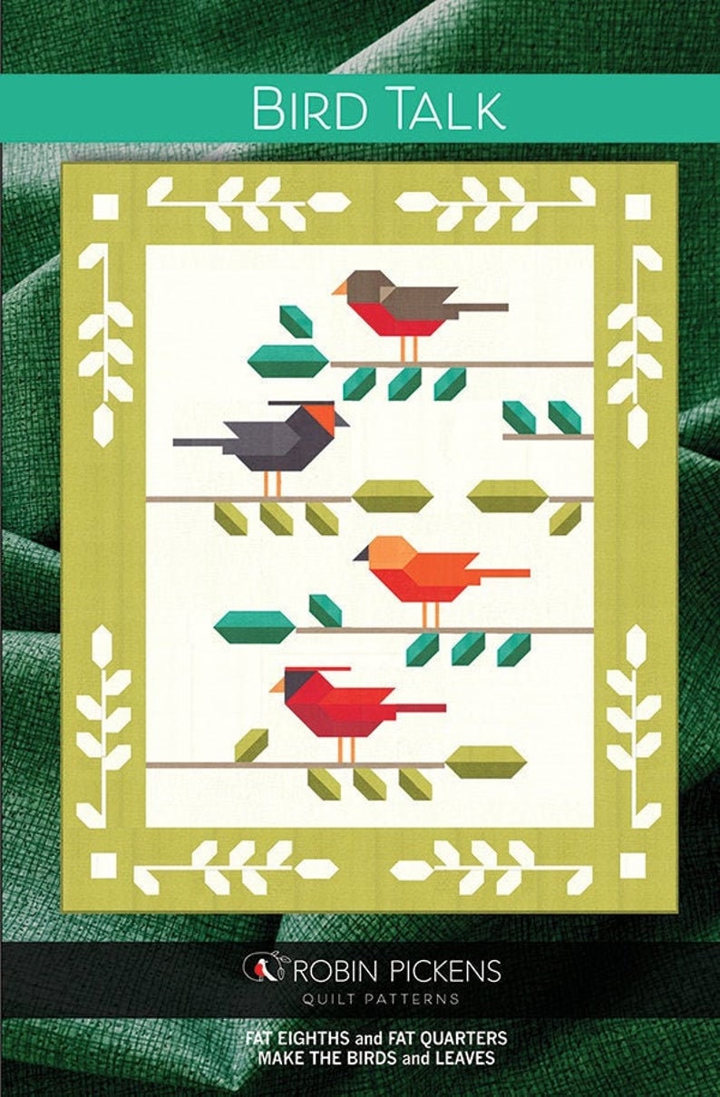 Bird Talk Quilt Pattern - Robin Pickens RPQP-B128, Bird Quilt Pattern - Fat Quarter and Fat Eighth Friendly Quilt Pattern