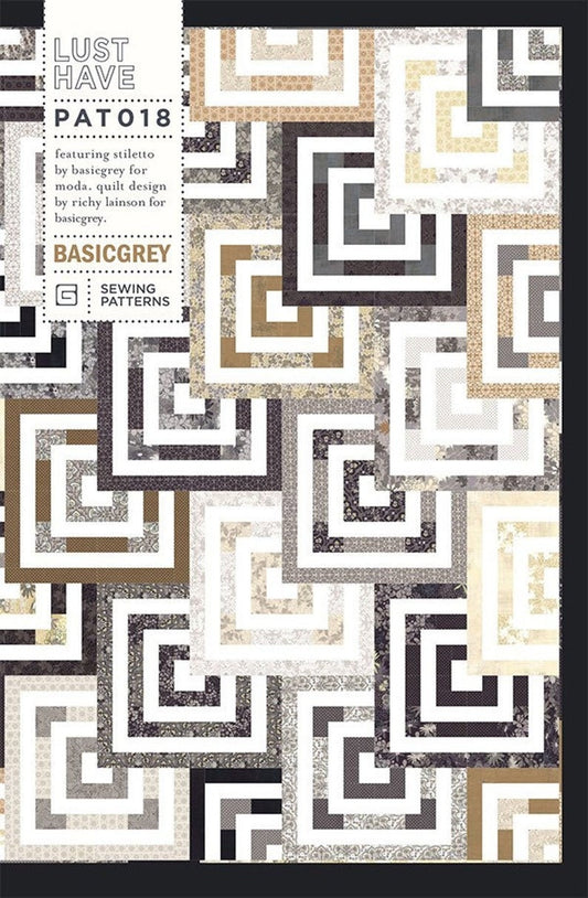 Lust Have Quilt Pattern by BasicGrey PAT018, Modern Strip Quilt Pattern - Jelly Roll Friendly Quilt Pattern - Stiletto Quilt Pattern